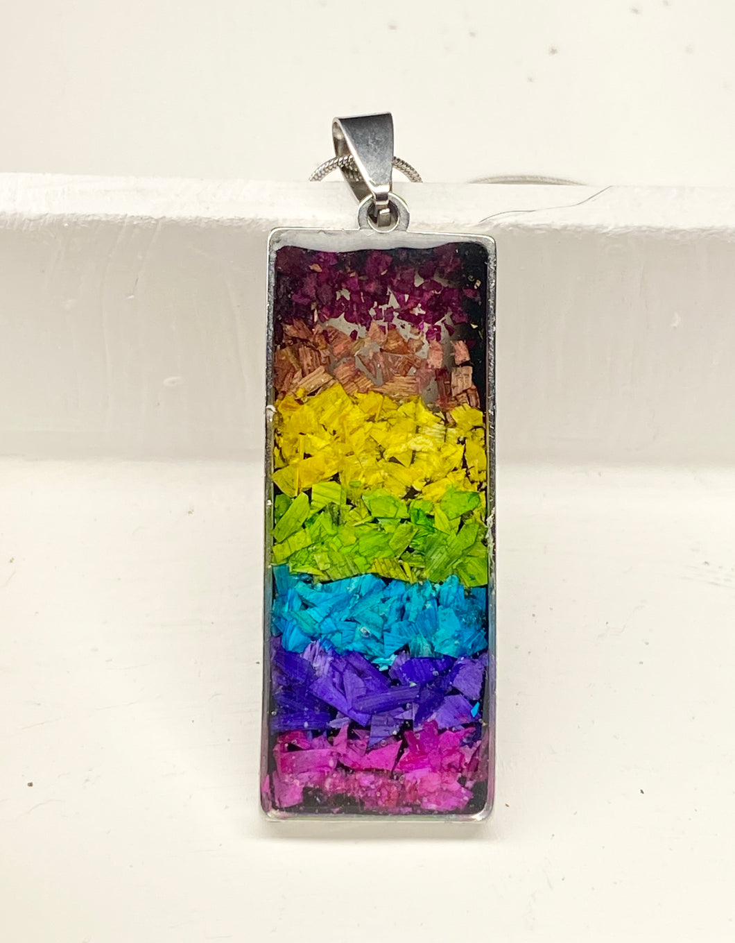 Rainbow Confetti Pendant & Chain